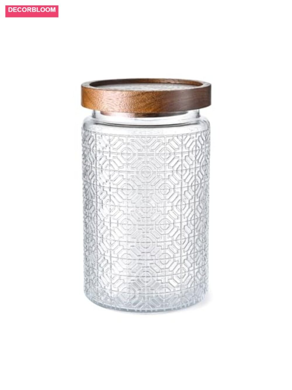 Glass Storage Jar with Lid 32oz Sunflower Embossed Food Canister